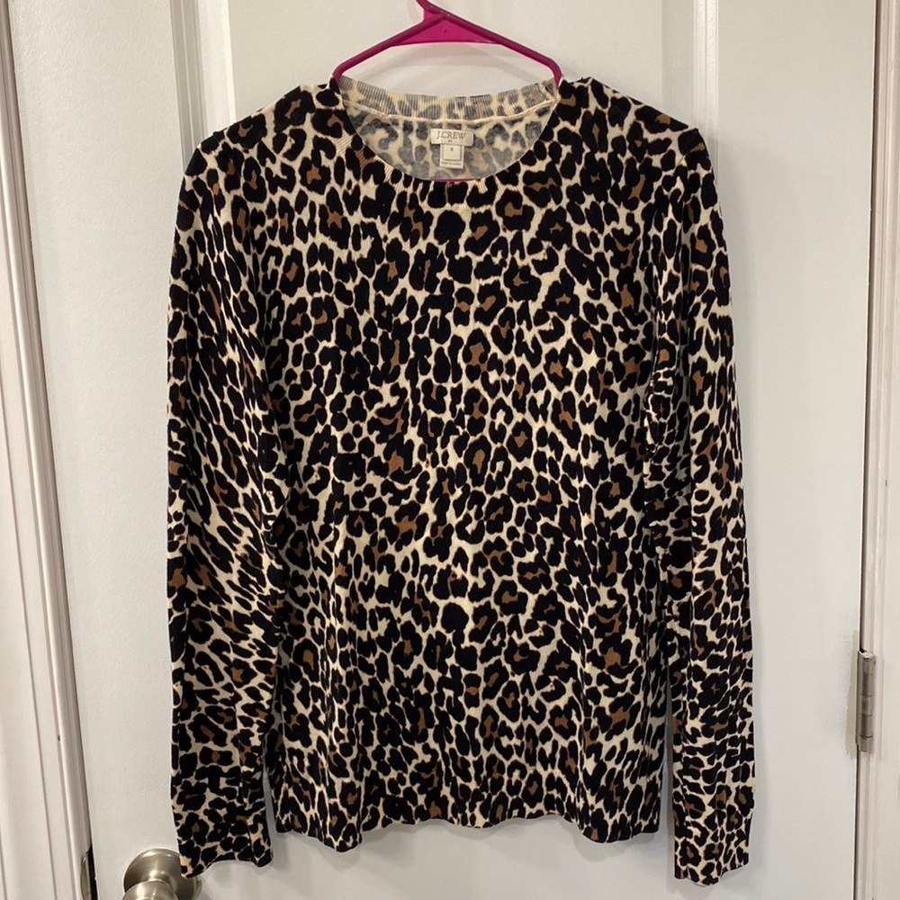 J. Crew Crewneck Cheetah Print Sweater Size M